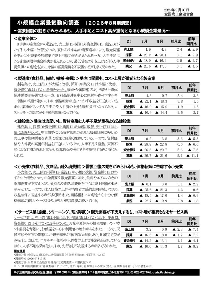 2026年8月景気動向調査結果のサムネイル